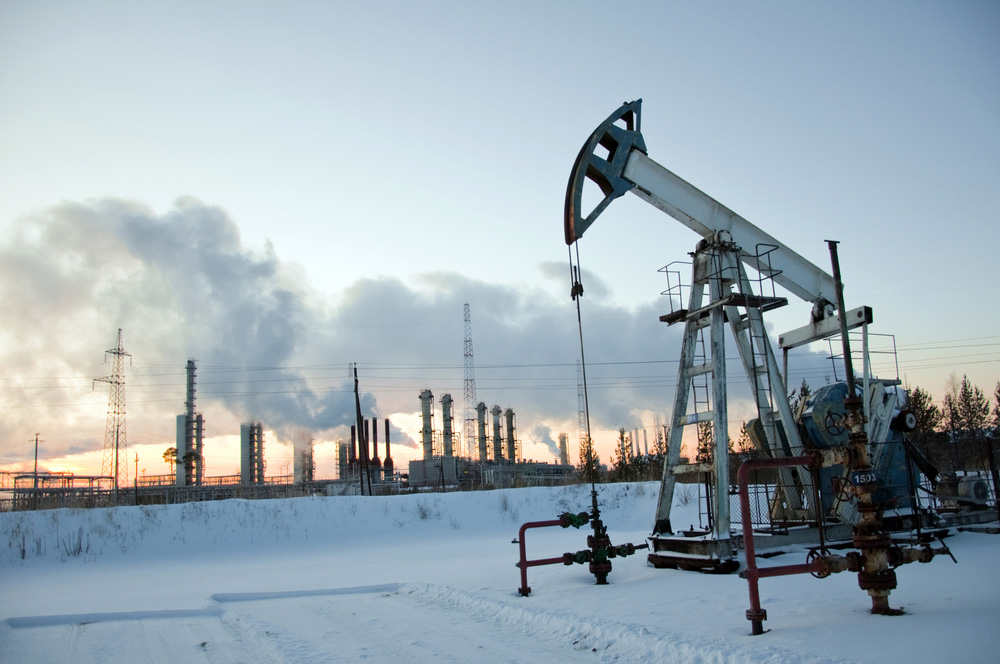 Oil pump in winter blockchain bitcoin cryptocurrency ICO