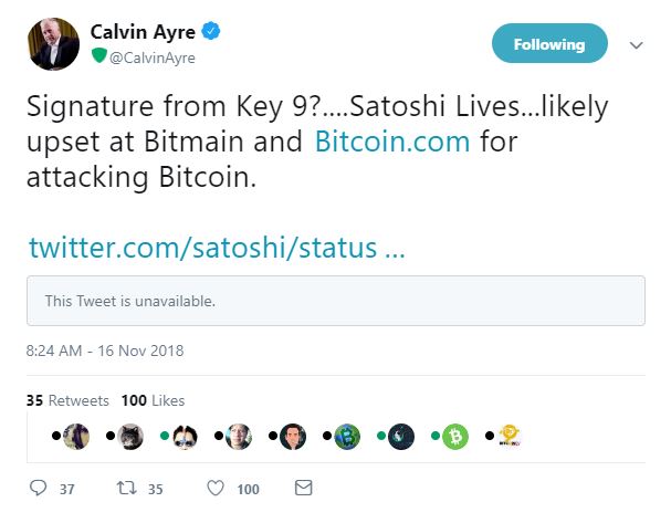 calvin ayre bitcoin cash satoshi