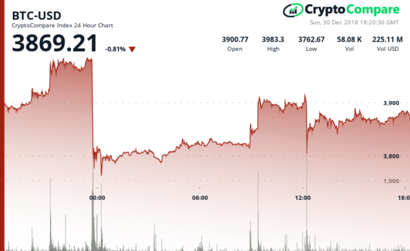 Bitcoin's price performance in the last 24 hours