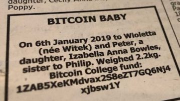 Newspaper Ad Seeks Donations for Bitcoin Baby’s College Fund
