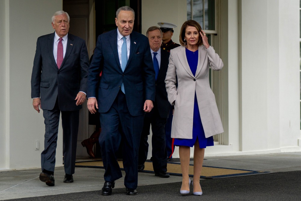 chuck schumer nancy pelosi donald trump wall dow